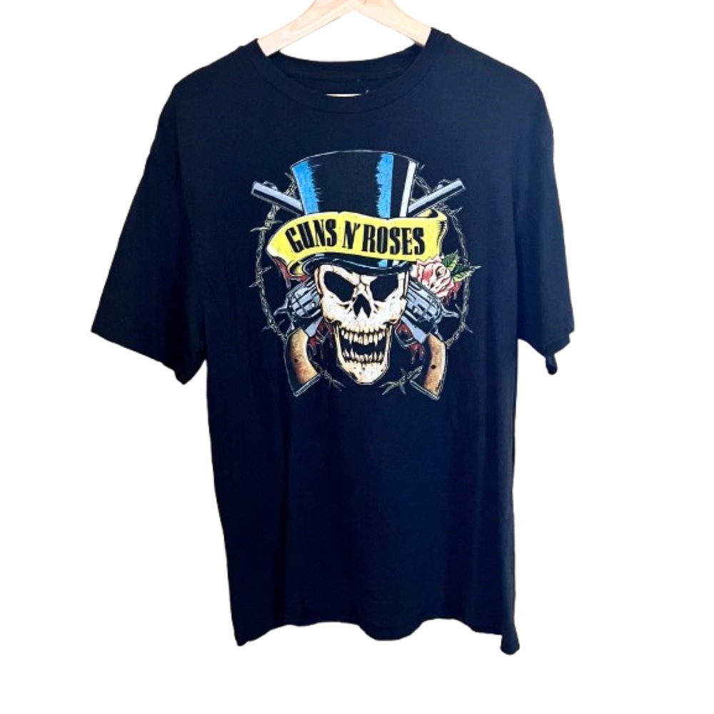 Bravado Guns N' Roses Graphic Band Tee Grunge Vintage Skull Top Hat—Fits L